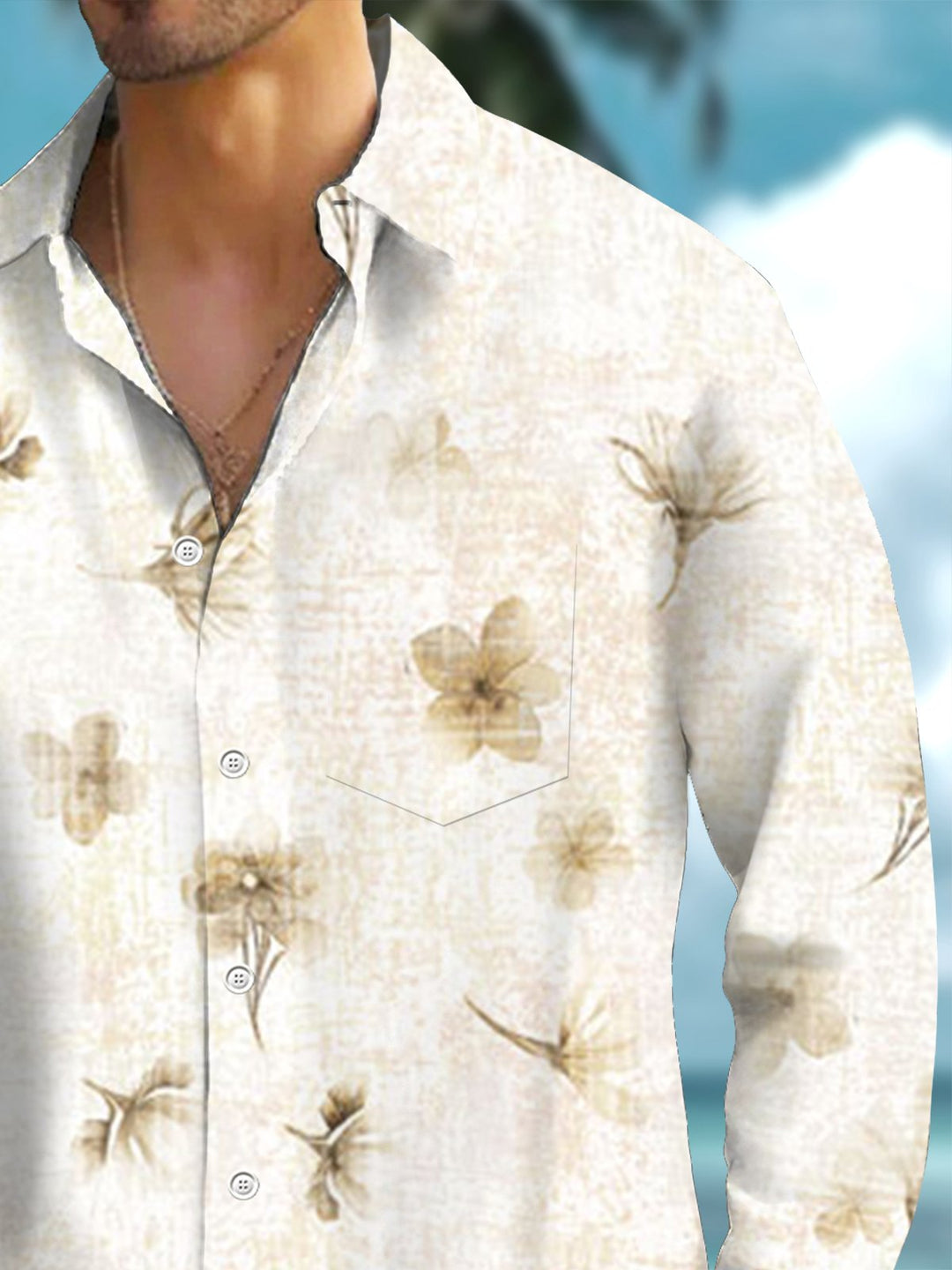 Alohadaddy® Casual Floral Art Print Pocket Stretch Men&
