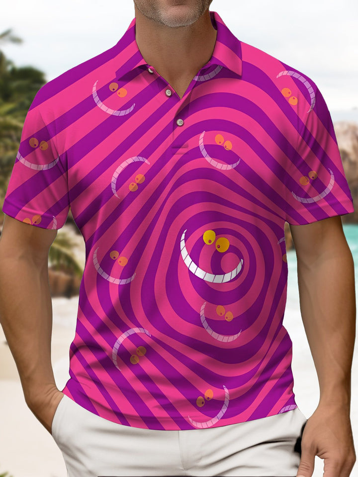 Alohadaddy® Retro Striped Cartoon Print Button Stretch Men&
