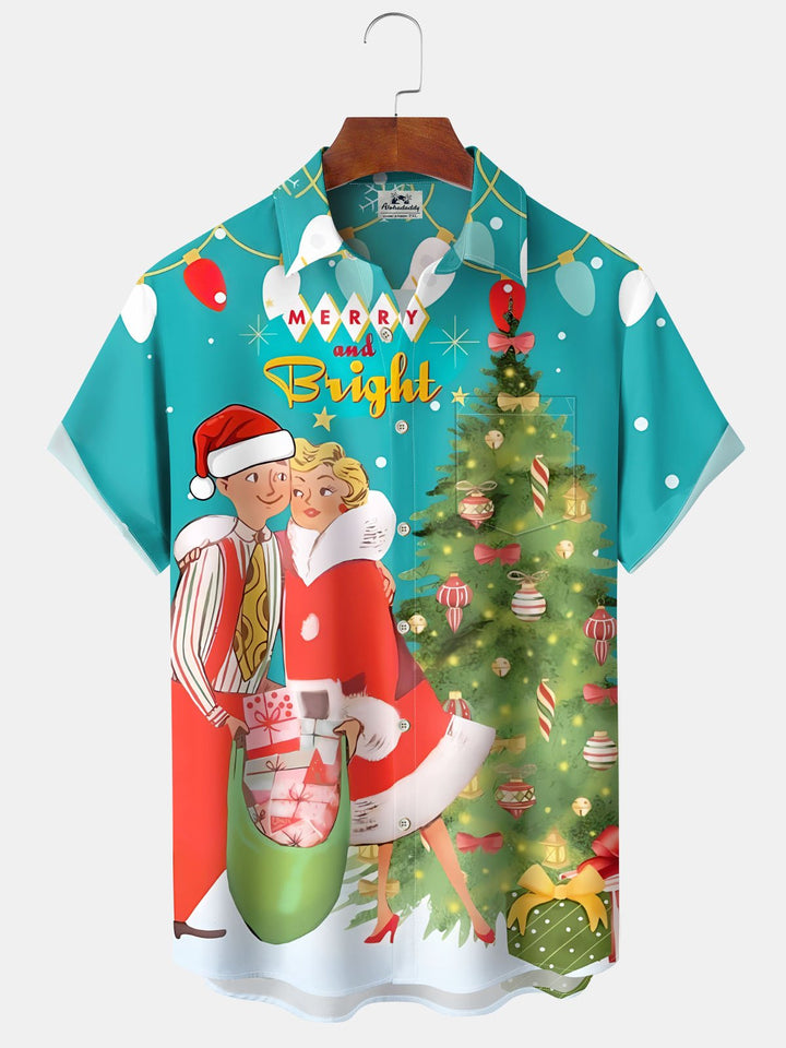Alohadaddy® Christmas Retro Cartoon Christmas Tree Print Pocket Stretch Men&