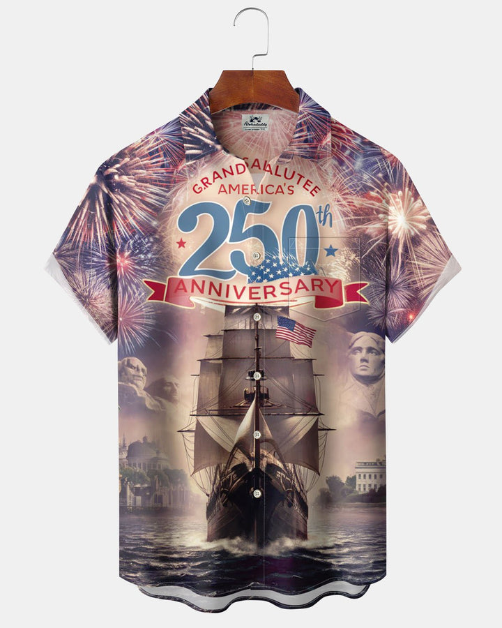 Alohadaddy® Holiday 250th Anniversary American Founding Button Cardigan with Pockets, Men&