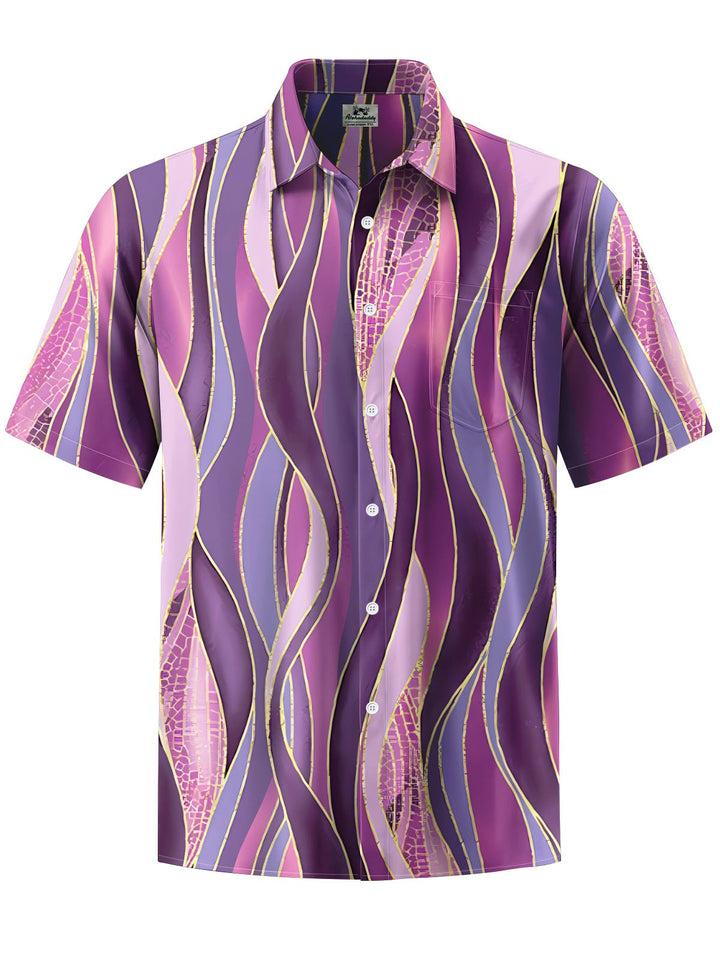 Alohadaddy® Retro Casual Stripe Printed Chest Pocket Men&