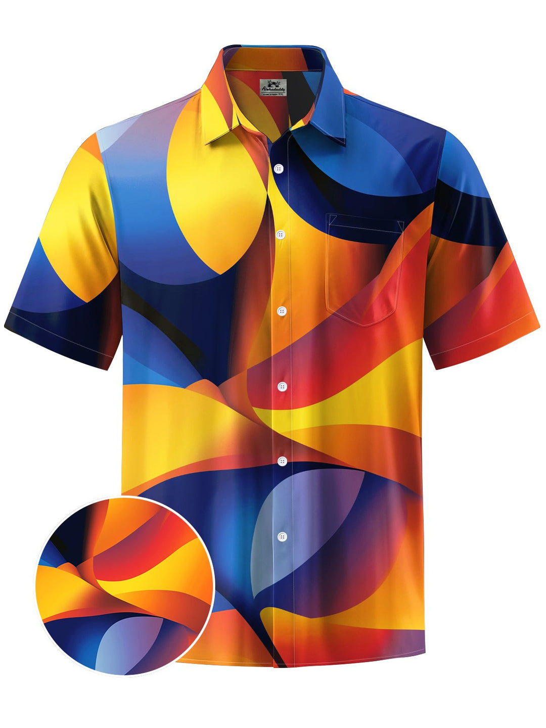 Alohadaddy® Vintage Abstract Art Print Chest Pocket Men&
