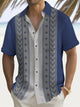 Alohadaddy® Casual Stripe Contrast Print Art Chest Pocket Men's Short Sleeve Shirt Big & Tall