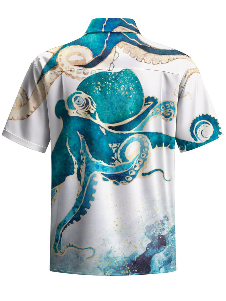 Alohadaddy® Vintage Octopus Art Print Chest Pocket Men&