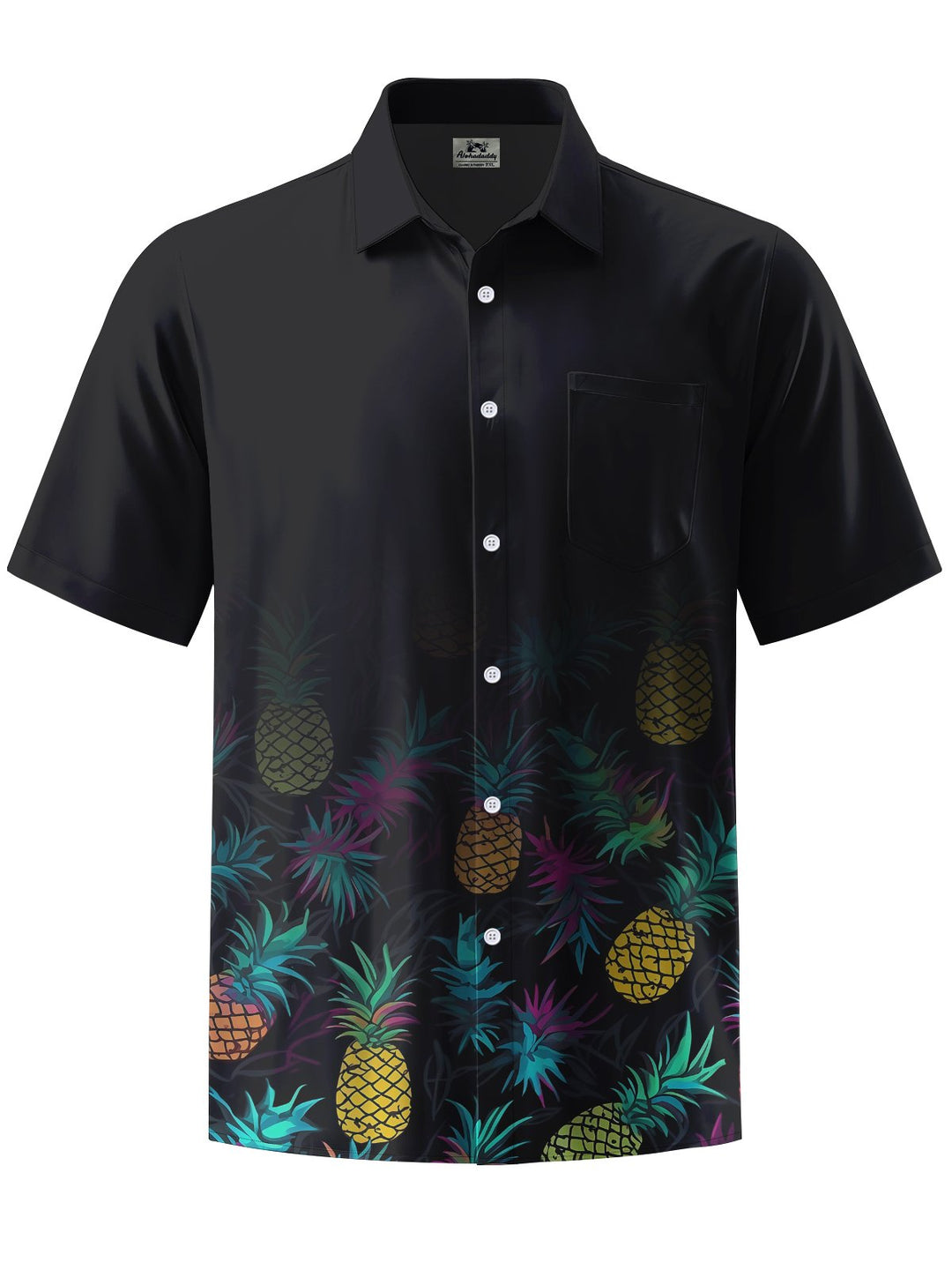 Alohadaddy® Casual Pineapple Ombre Art Print Chest Pocket Men&