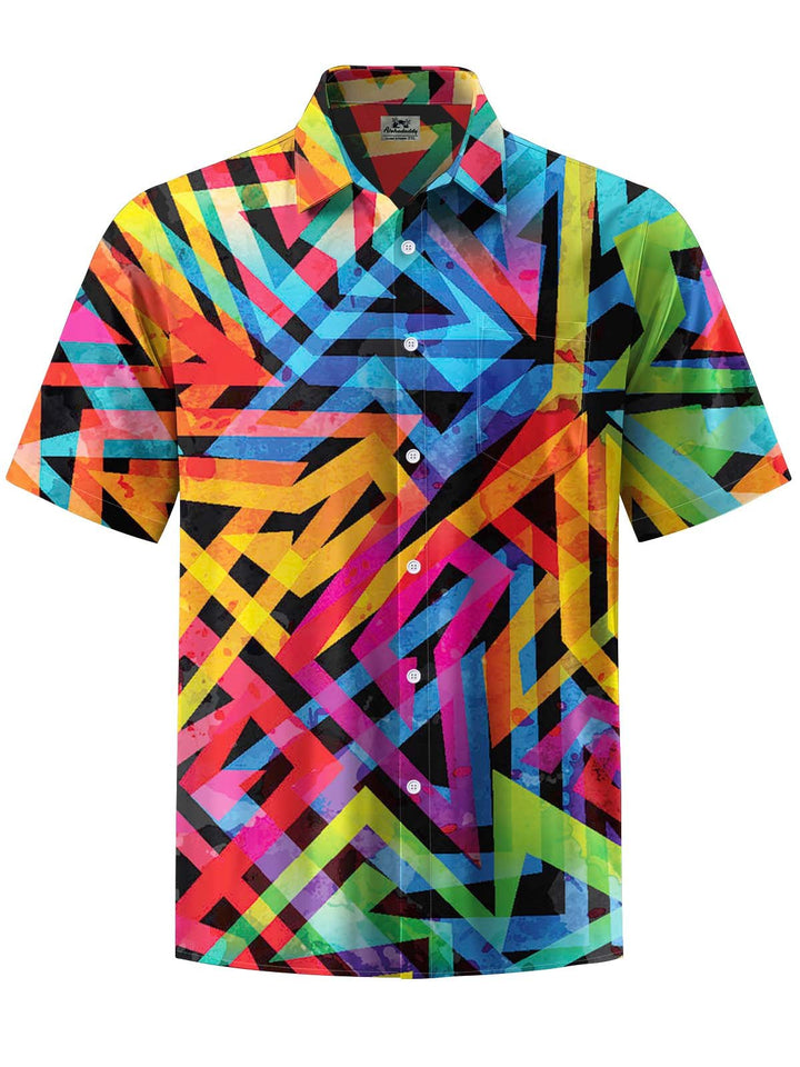 Alohadaddy® Vintage Stripe Art Print Chest Pocket Men&