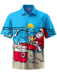Alohadaddy® Christmas Santa Holiday Art Print Pocket Stretch Men's Short Sleeve Shirt Big & Tall