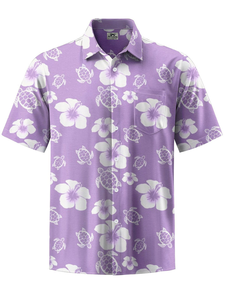 Alohadaddy® Casual Floral Turtle Print Button Pocket Stretch Men&