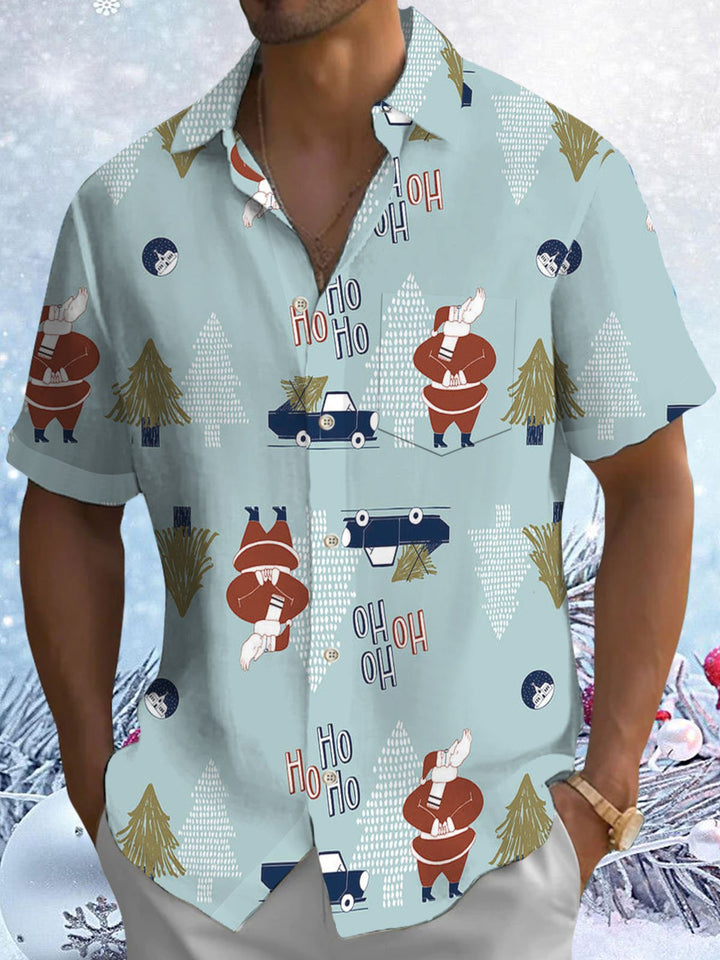 Alohadaddy® Christmas Santa Claus Print Pocket Elastic Button Men&