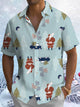 Alohadaddy® Christmas Santa Claus Print Pocket Elastic Button Men's Short Sleeve Shirt Big & Tall