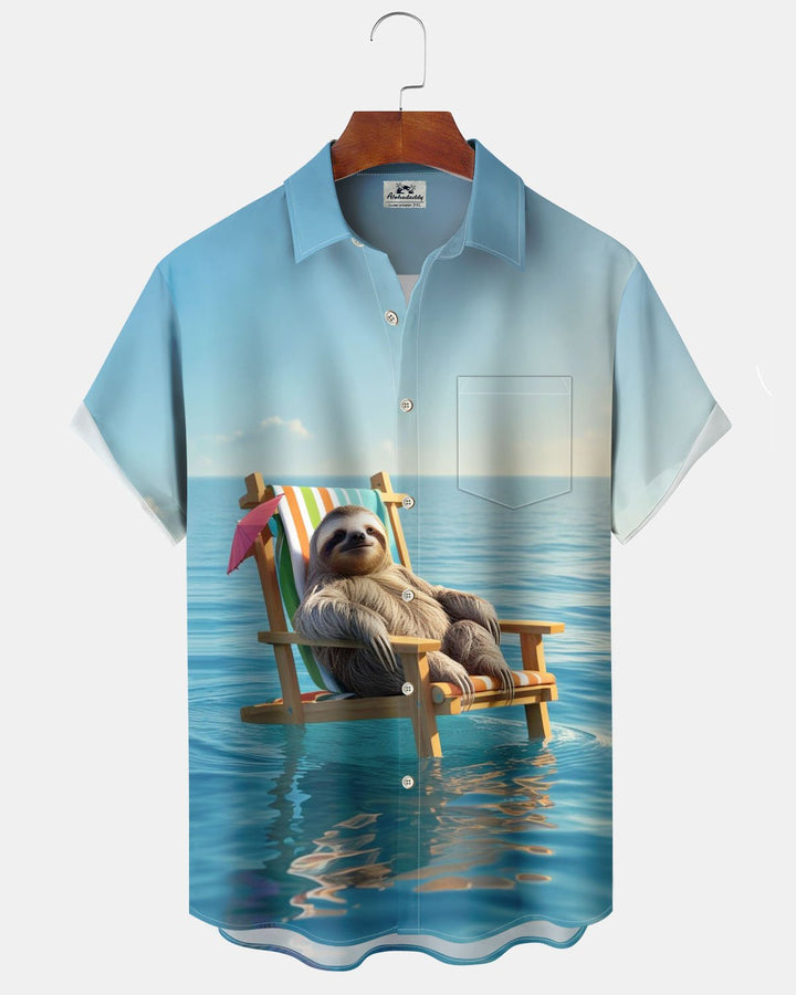 Alohadaddy® Casual Animal Print Art Button Pocket Cardigan Men&