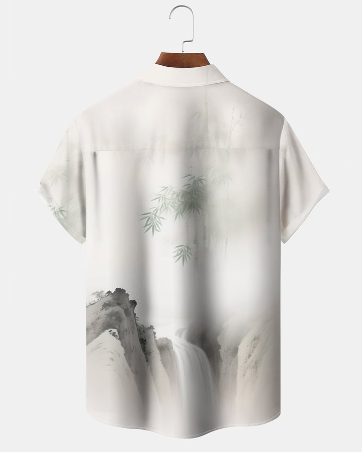 Alohadaddy® Casual Bamboo Print Artistic Button Pocket Cardigan Men&