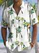Alohadaddy® Hawaii Coconut Tree Print Chest Pocket Men's Short Sleeve Shirt Big & Tall