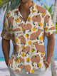 Alohadaddy® Casual Capibara Print Chest Pocket Men's Short Sleeve Shirt Big & Tall