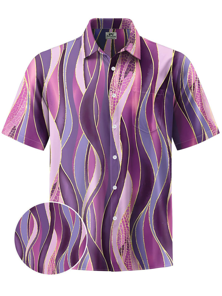 Alohadaddy® Retro Casual Stripe Printed Chest Pocket Men&