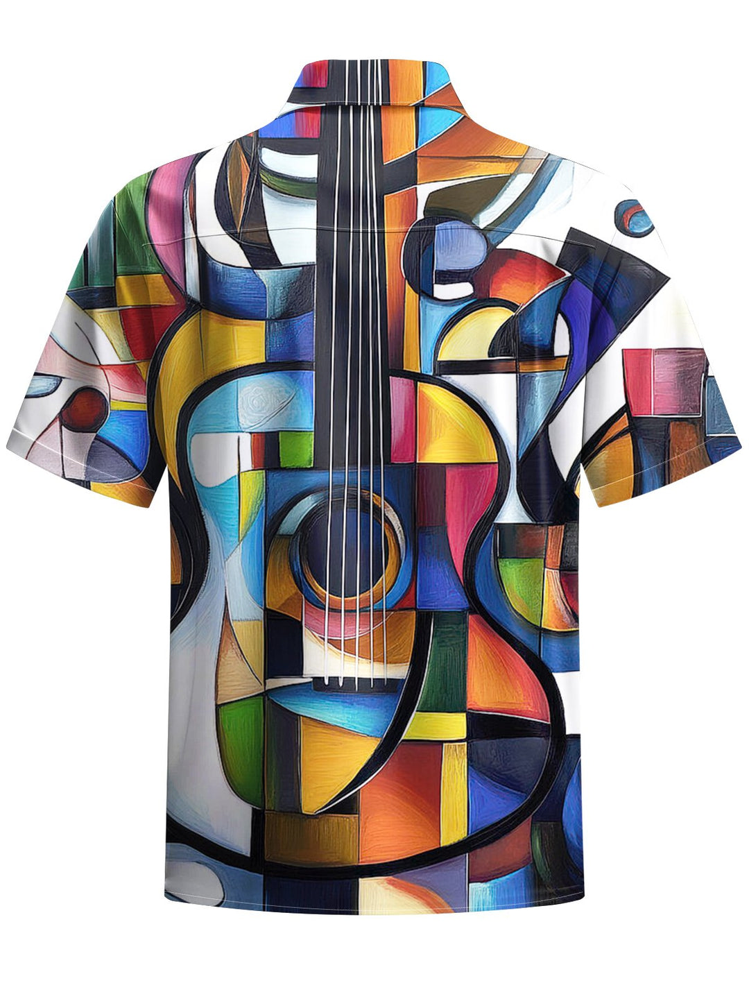 Alohadaddy® Vintage Geometric Guitar Print Art Chest Pocket Men&