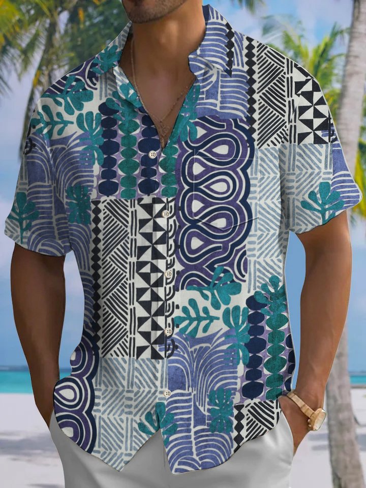 Alohadaddy® Vintage Geometric Art Print Moisture Wicking Men&