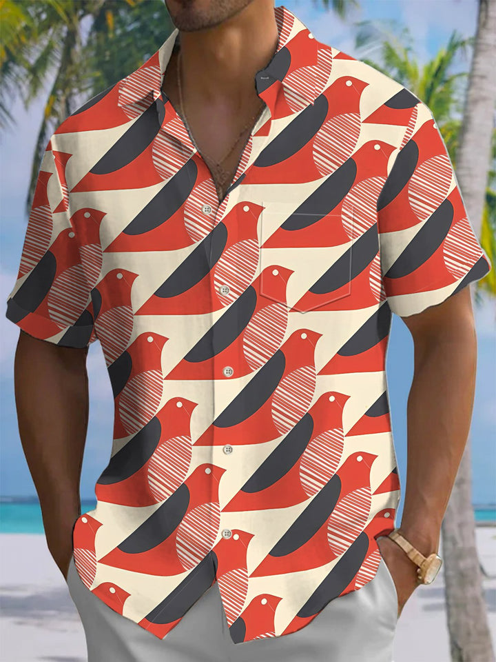 Alohadaddy® Casual Geometric Bird Art Print Moisture Wicking Men&