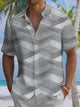 Alohadaddy® Casual Geometric Art Print Chest Pocket Men's Short Sleeve Shirt Big & Tall