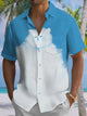 Alohadaddy® Casual Funny Cloud Cat Triangle Print Art Chest Pocket Men's Short Sleeve Shirt Big & Tall