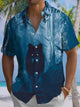 Alohadaddy® Casual Wolf Print Art Chest Pocket Stretch Men's Short Sleeve Shirt Big & Tall