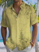 Alohadaddy® Vintage Bamboo Art Print Pocket Stretch Men's Short Sleeve Shirt Big & Tall