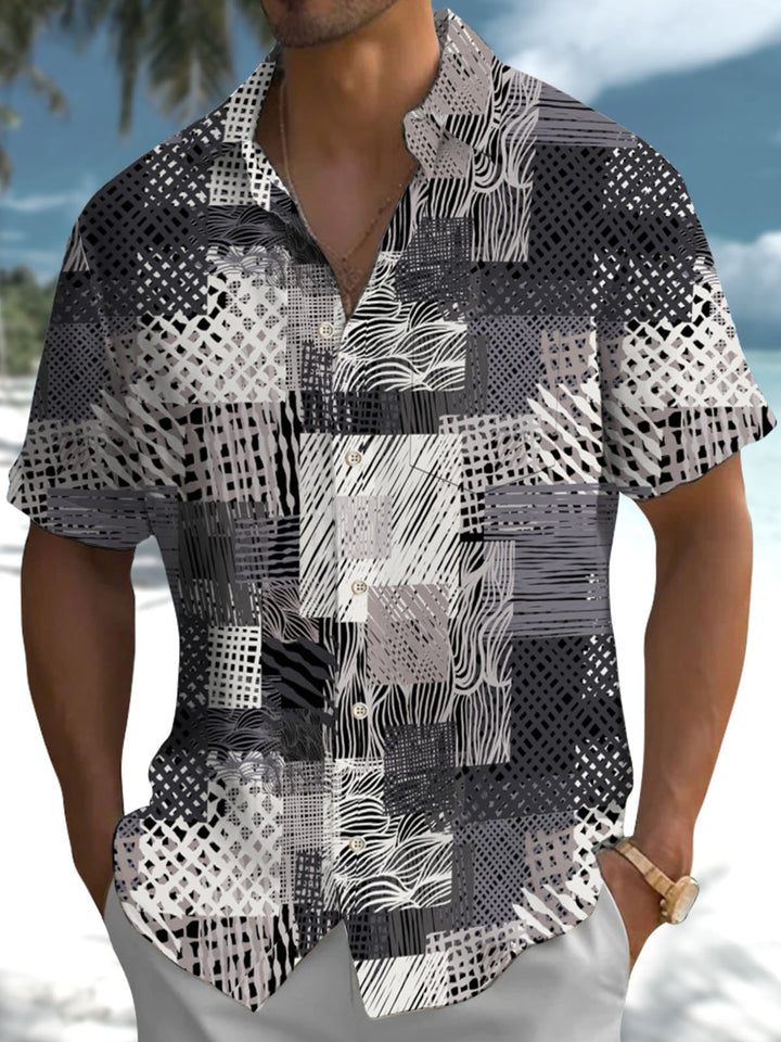 Alohadaddy® Casual Check Art Print Stretch Pocket Men&