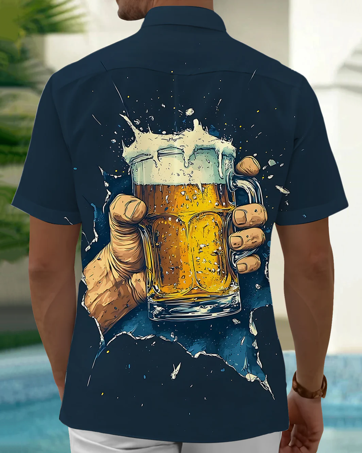 Alohadaddy® Vintage Beer Art Print Pocket Elastic Button Men&