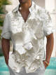 Alohadaddy® Casual Butterfly Cutout Print with Chest Pocket for Men's Short Sleeve Shirt Big & Tall