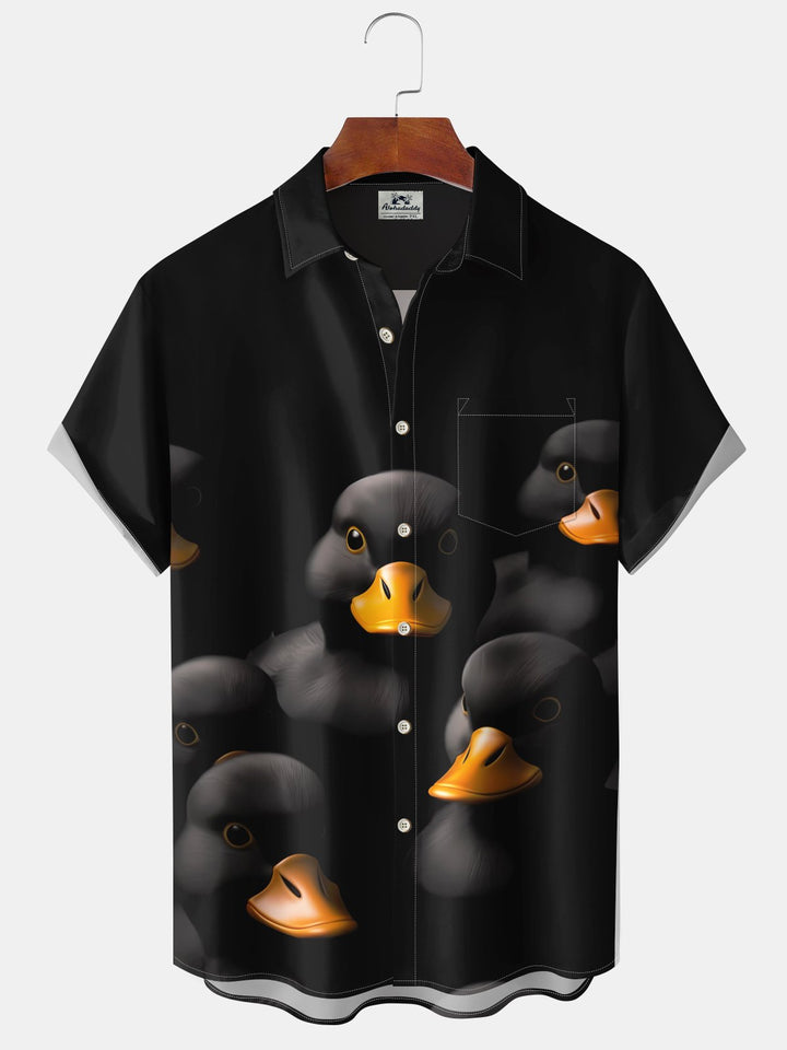 Alohadaddy® Casual Duck Art Print Pockets Large Size Stretch Men&