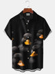 Alohadaddy® Casual Duck Art Print Pockets Large Size Stretch Men's Short Sleeve Shirt