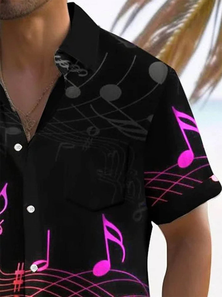 Alohadaddy® Retro Music Notes Printed Elastic Large Size Chest Pocket Men&