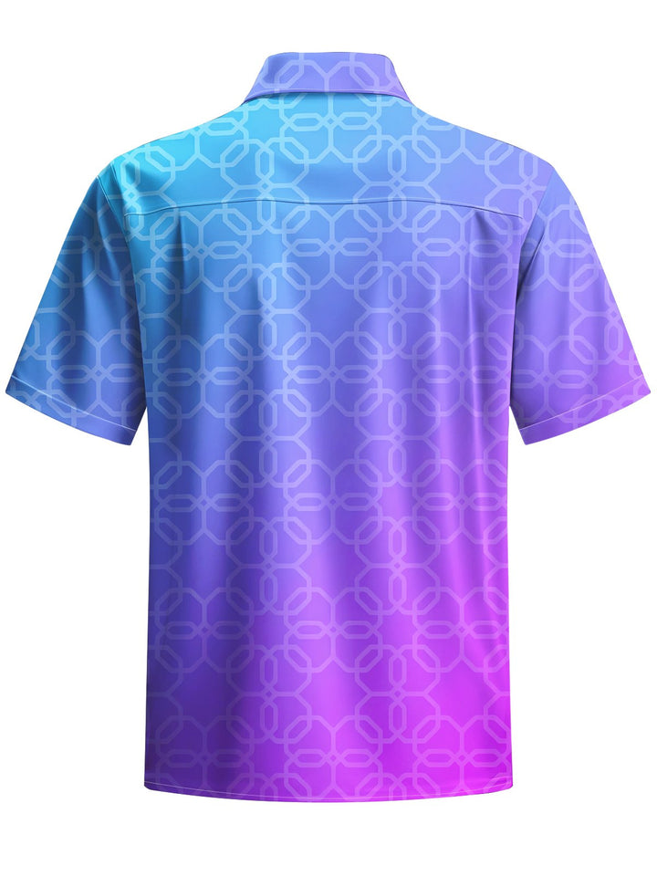 Alohadaddy® Casual Geometric Gradient Printed Chest Pocket Men&