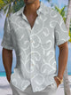 Alohadaddy® Casual Leaves Print Chest Pocket Men's Short Sleeve Shirt Big & Tall