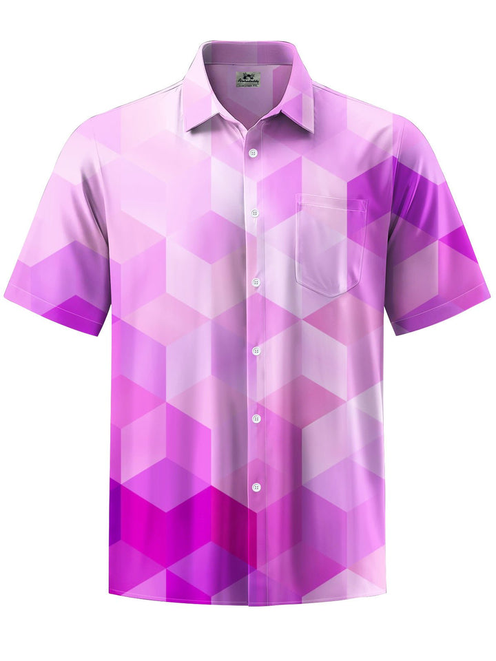 Alohadaddy® Casual Gradient Geometric Print Chest Pocket Men&