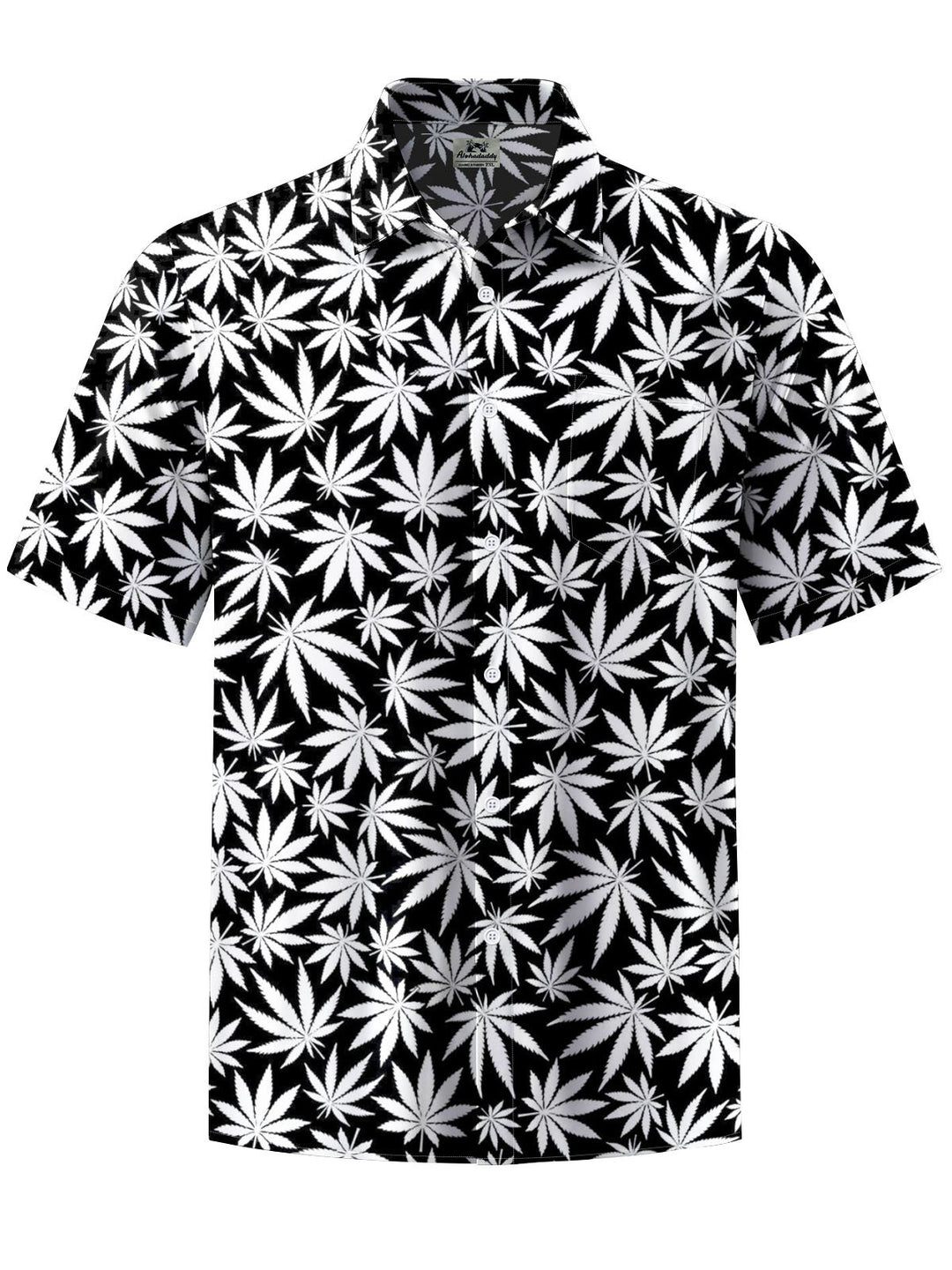 Alohadaddy® Hawaiian Marijuana Leaf Art Print Chest Pocket Mens Short Sleeve Shirts Big &amp; Tall