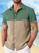 Alohadaddy® Casual Contrast Ethnic Art Print Chest Pocket Men Short Sleeve Shirt Big & Tall