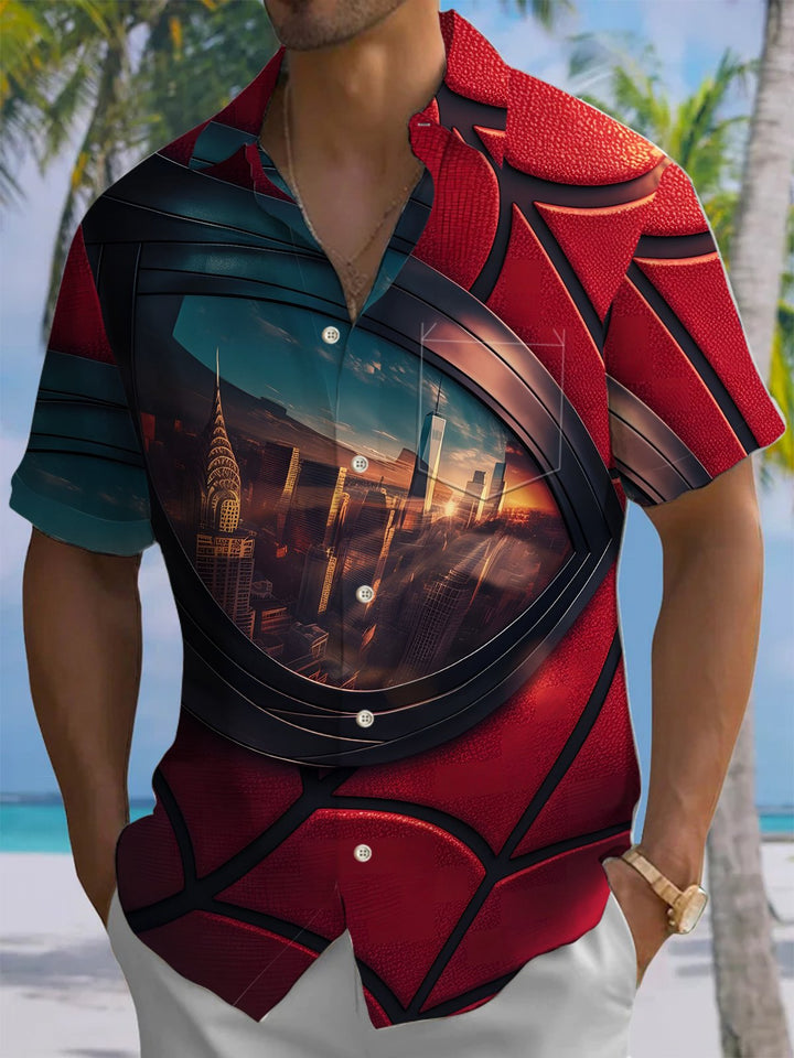 Alohadaddy® Casual Spiderman Art Print Chest Pocket Mens Short Sleeve Shirt Big &amp; Tall