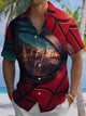 Alohadaddy® Casual Spiderman Art Print Chest Pocket Mens Short Sleeve Shirt Big & Tall