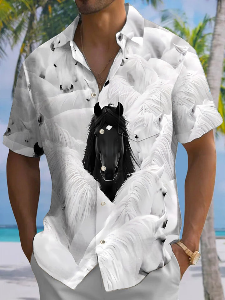 Alohadaddy® Casual Horse Art Print Moisture Wicking Men&
