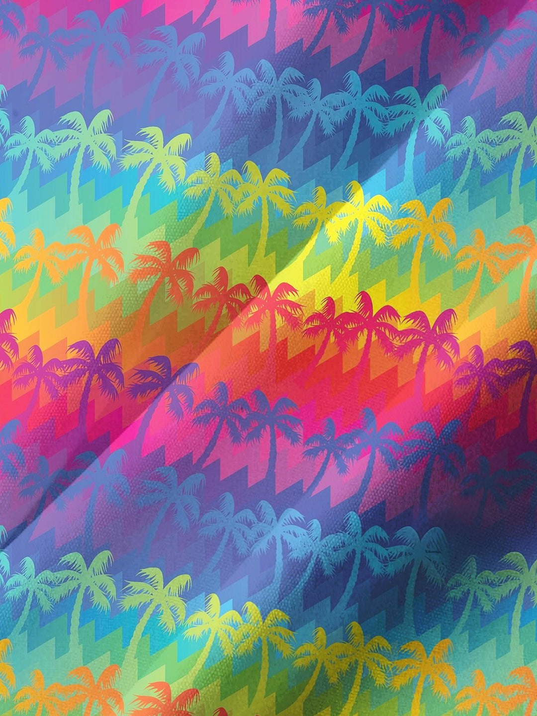 Alohadaddy® Hawaii Palm Trees Gradient Contrast Art Print Chest Pocket Mens Short Sleeve Shirts Big &amp; Tall
