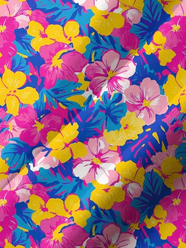 Alohadaddy® Hawaiian Flowers Art Print Chest Pocket Mens Short Sleeve Shirts Big &amp; Tall