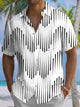 Alohadaddy® Casual Stripe Art Print Chest Pocket Men's Short Sleeve Shirt Big & Tall