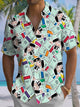 Alohadaddy® Retro Casual Geometric Cartoon Print Art Chest Pocket Men's Short Sleeve Shirt Big & Tall