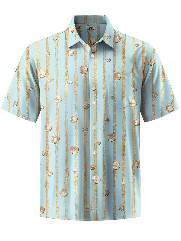 Alohadaddy® Casual Stripe Art Print Chest Pocket Men&