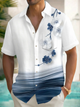 Alohadaddy® Casual Floral Gradient Art Print Chest Pocket Men's Short Sleeve Shirt Big & Tall