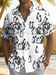 Alohadaddy® Casual Penguin Art Print Chest Pocket Stretch Men's Short Sleeve Shirt Big & Tall