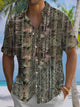 Alohadaddy® Vintage Forest Art Print Chest Pocket Stretch Men's Short Sleeve Shirt Big & Tall