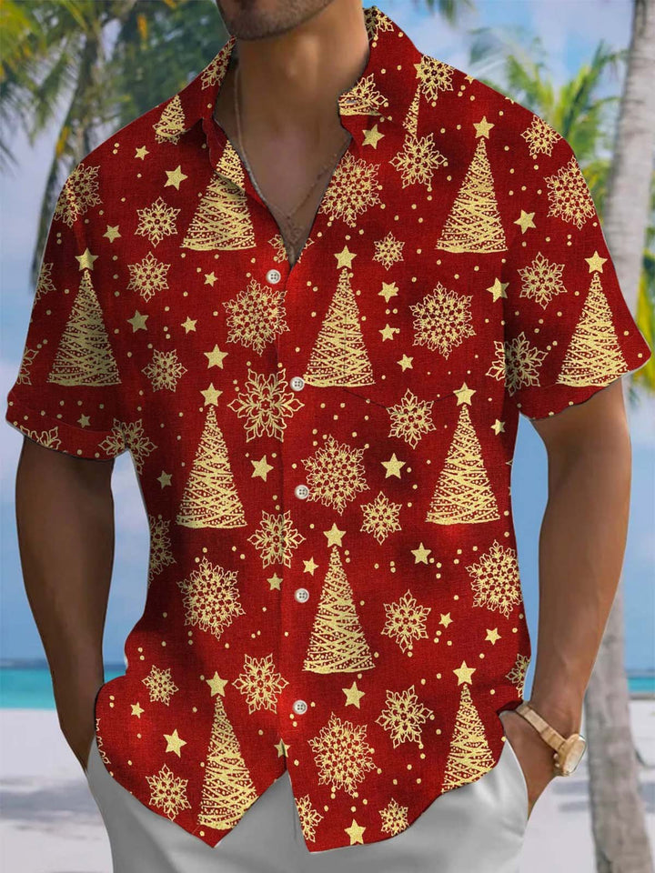 Alohadaddy® Christmas Snowflake Fir Art Print Pocket Stretch Men&