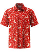 Alohadaddy® Christmas Elk Print Art Pocket Stretch Men's Short Sleeve Shirt Big & Tall